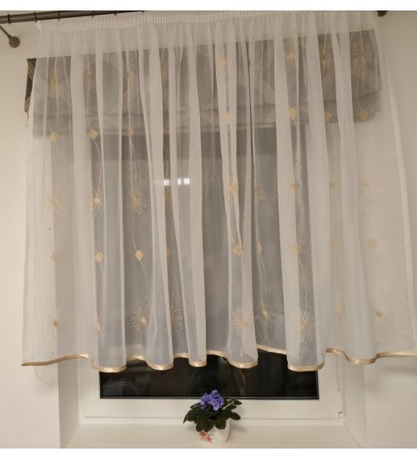 Kész függöny virág mintával 120 cm magas (120 cm-es karnisra)