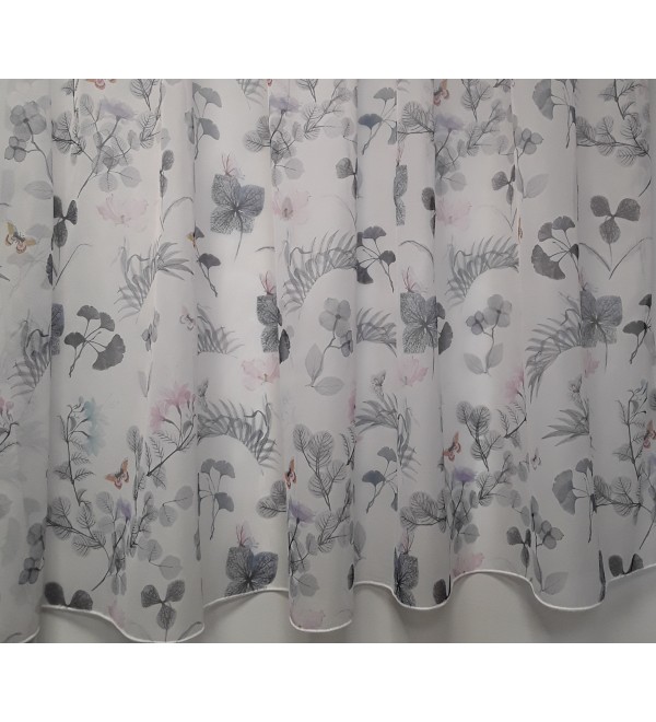 Black flower,fekete virág mintás fényáteresztő függöny