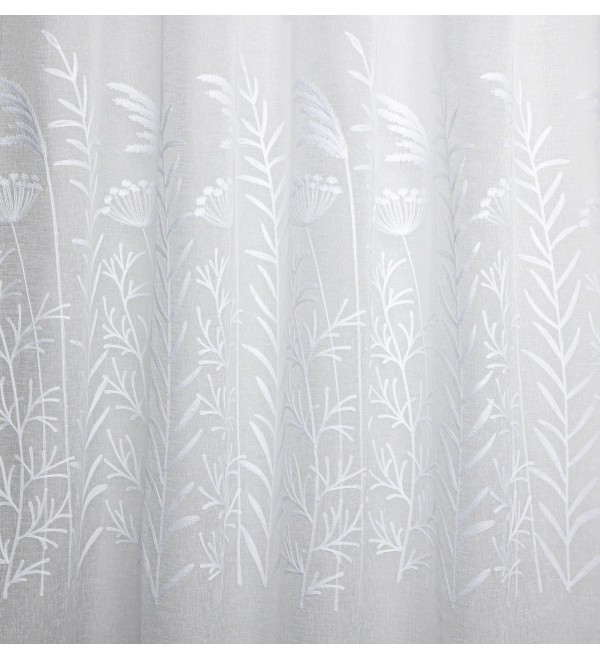 H1/1368/305 fehér  mezeivirág mintás,bordűrös függöny