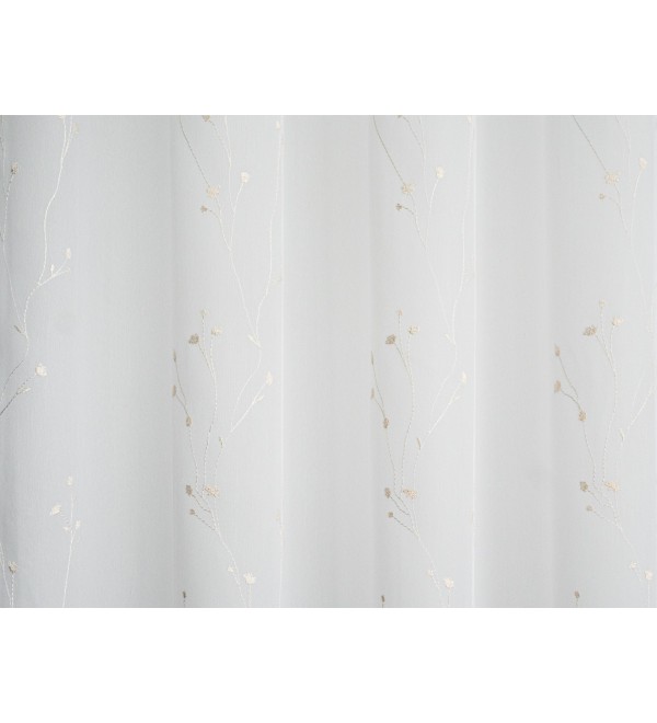 T/276 hímzett inda mintás fényáteresztő függöny 290 cm ekrü