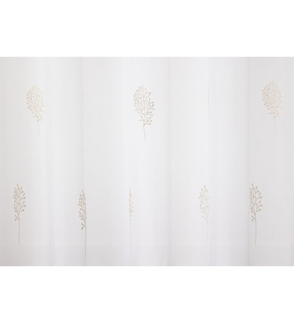 T/526 hímzett ágacska mintás fényáteresztő függöny 290 cm barna