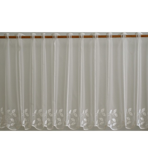 V/2952/45/02 bordűrös,leveles vitrázs függöny,krém