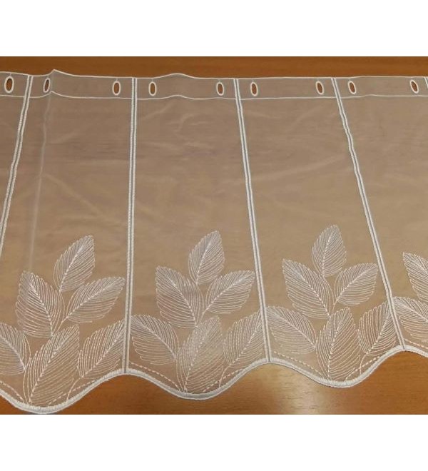 Hímzett sable,leveles 60 cm vitrázsfüggöny fehér