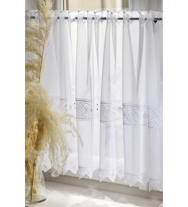 Szamos/60 cm fehér hímzett vitrázs függöny