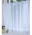 Hímzett voile Fino,virágos 60 cm vitrázs fehér
