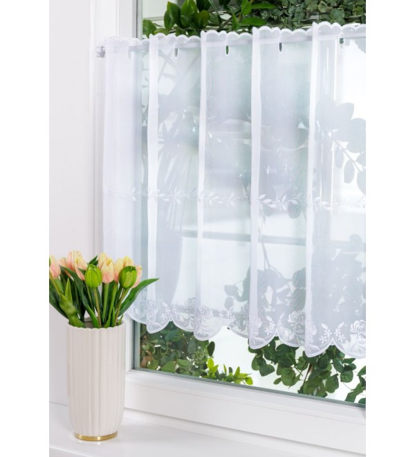 Hímzett voile kappa Folk 60 cm vitrázsfüggöny 