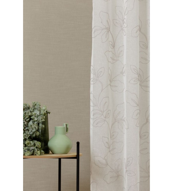 Zelia elefántcsont színű,zsinórhímzett fényáteresztő függöny