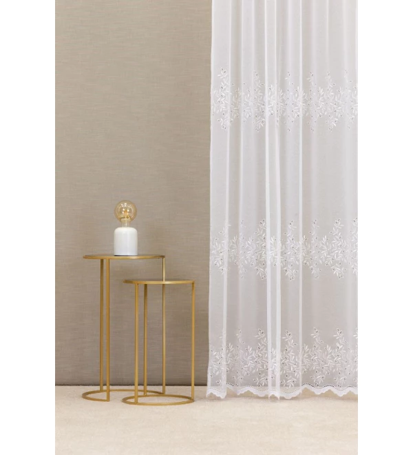 Hímzett dreher sable Lendva 01 fehér 200 cm