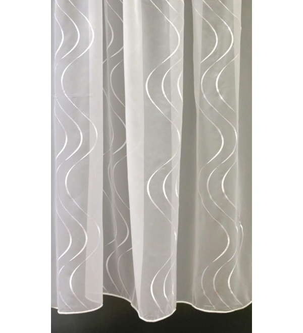 Aprilia függőlegesen hullámos mintájú hímzett voile függöny 175 cm fehér