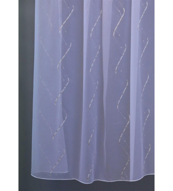 Piza függőlegesen hullámos mintájú hímzett voile függöny 290 cm ekrü