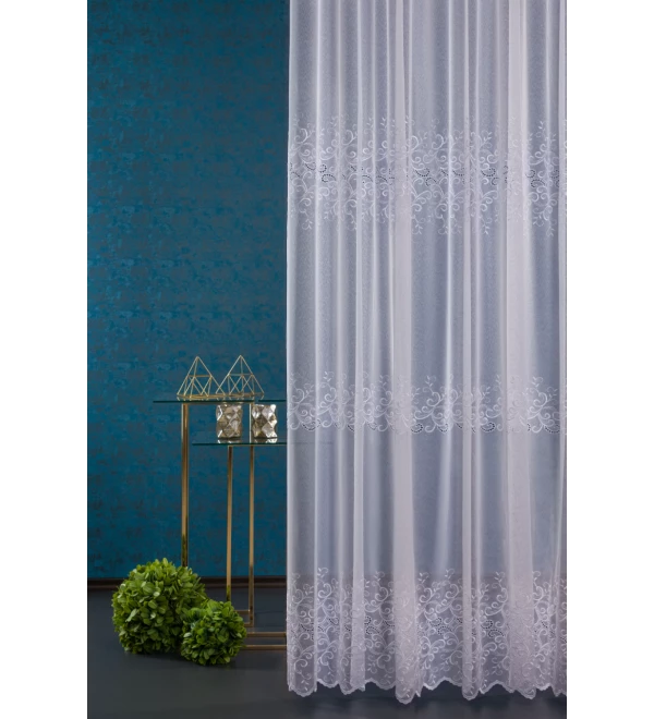 Hímzett dreher sable Jangce 01 fehér 280 cm